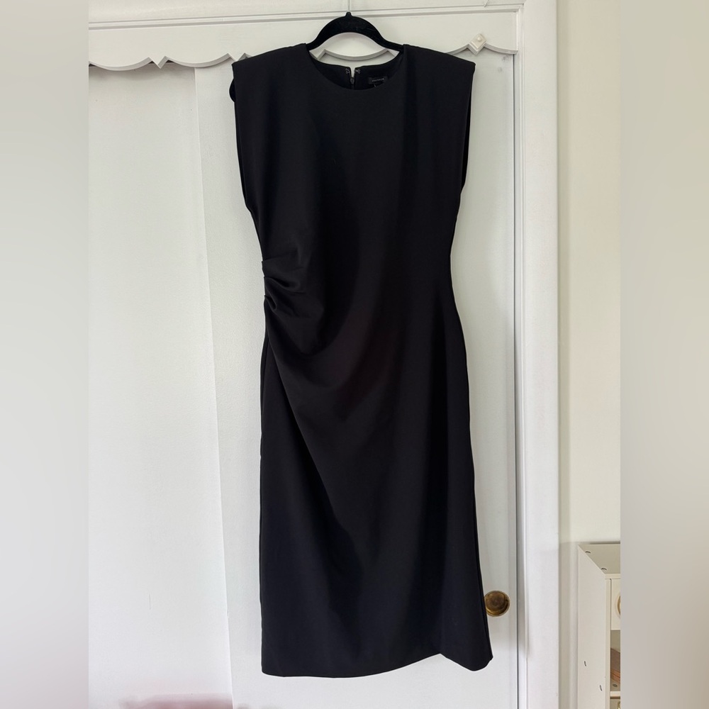 Ann Taylor black Sheath cap sleeve midi dress size 14 petite